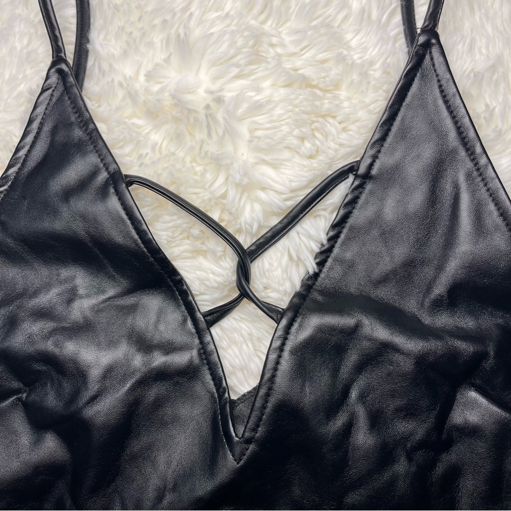 Fashion Nova Black Faux Leather Dress “Keep It Right and Tight Dress” - Picture 6 of 14